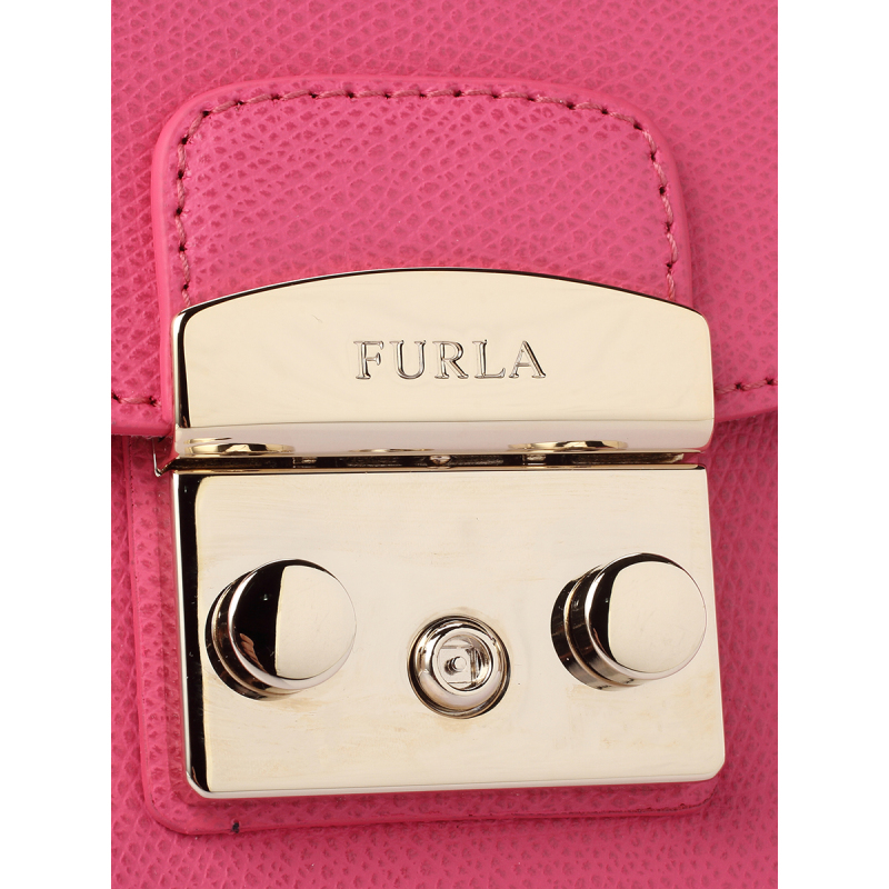 FURLA Metropolis纯色翻盖荔枝纹牛皮小号女士斜挎包 BNF8AREORTENSIADF
