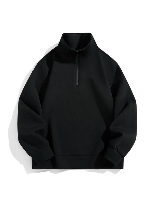 春秋新款男士卫衣立领男装纯色时尚百搭帅气休闲套头卫衣宽松外套