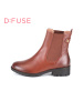 D：Fuse/迪芙斯冬新款牛皮圆头中跟切尔西短靴女鞋DF54115146_GMB43