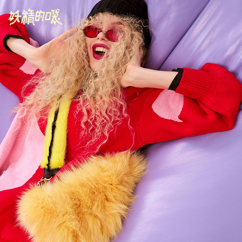 妖精的口袋Y早秋针织连衣裙女秋装欧货宽松中长款长裙子J_1