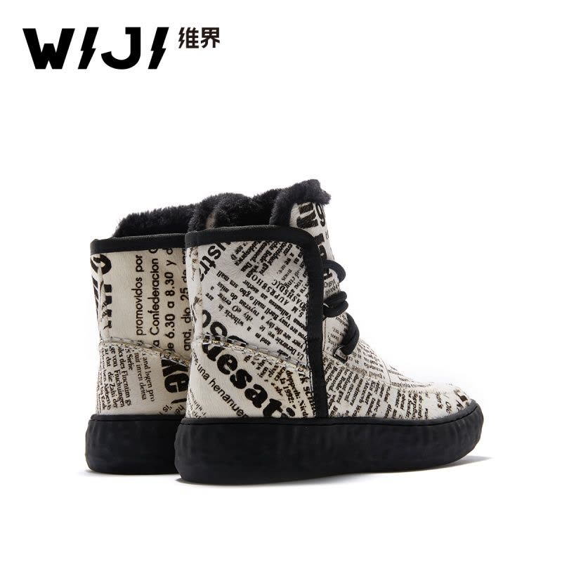 WIJI冬季新款加绒保暖雪地靴字母印花个性潮流舒适青春靓丽女鞋女图片