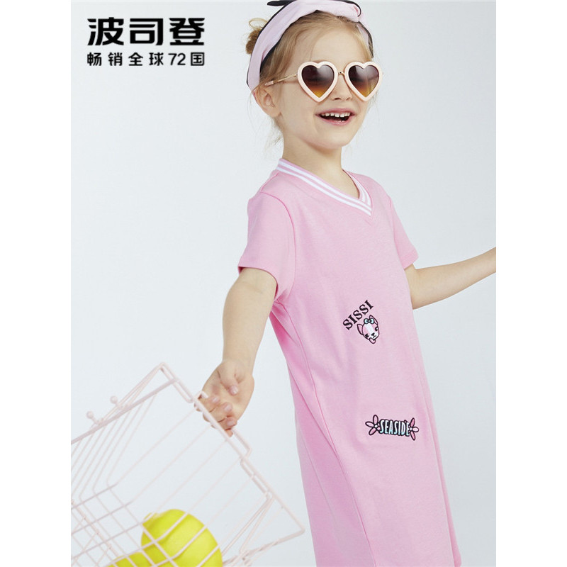 波司登童装夏季刺绣卡通女童裙子C821CL2063