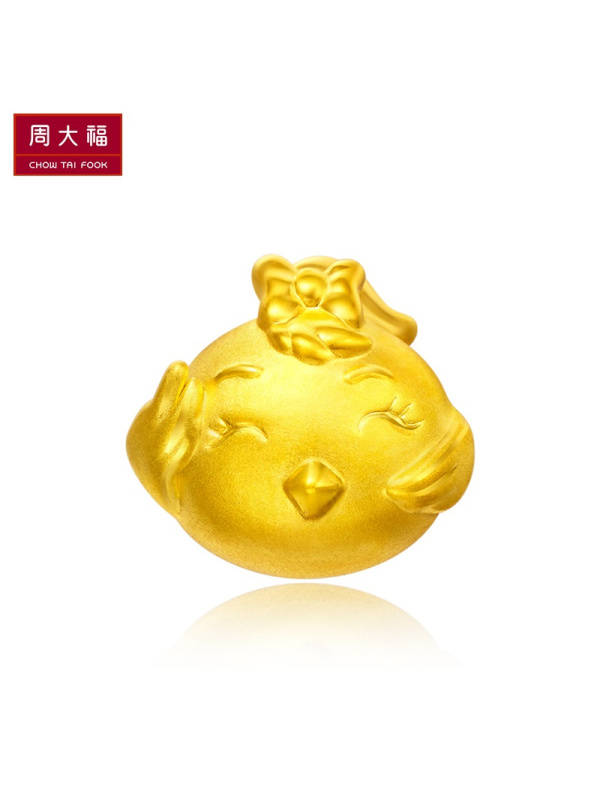 周大福生肖幸福鸡足金转运珠黄金吊坠R19089