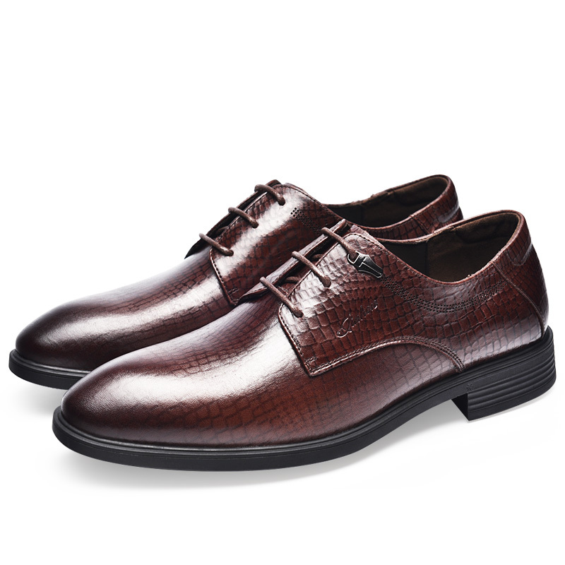 金猴jinhou舒适商务正装男士皮鞋时尚潮流牛漆皮防滑耐磨低帮德比鞋