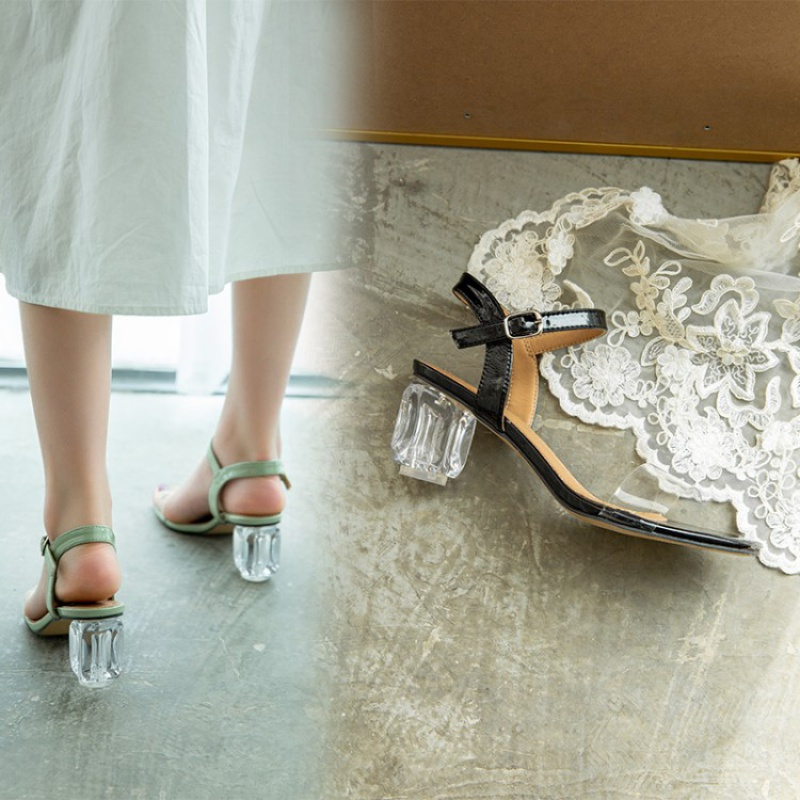 tiauny一字带凉鞋女2020夏季新款仙女风高跟鞋粗跟百搭ins网红鞋性感