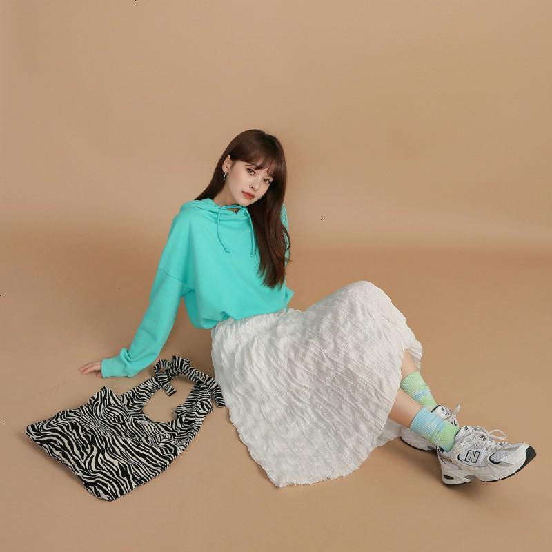 OtherMix韩系半身裙2021年新款褶皱设计感Chic新潮春季a字长裙子