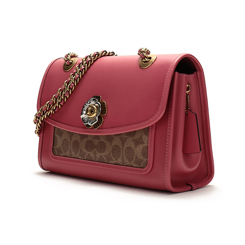 coach蔻驰女士parker系列涂层帆布配皮老花中号单肩斜挎包89112