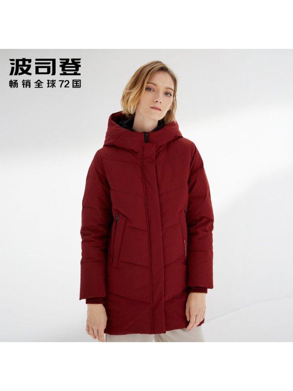 波司登女羽绒服连帽中长款新款妈妈装冬装保暖外套_1