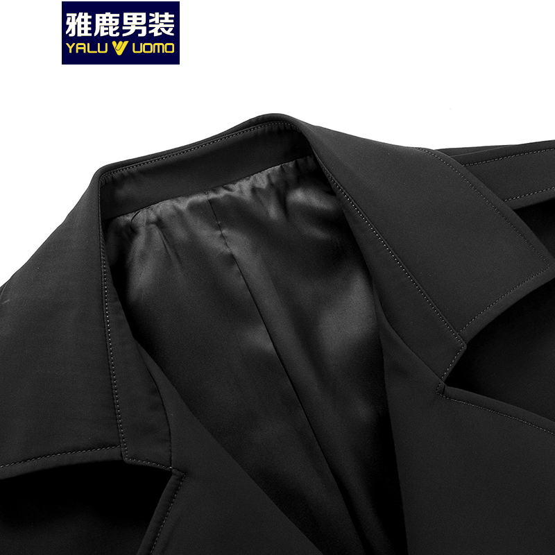 雅鹿男装风衣男秋季上新中长款翻领商务休闲外套男士风衣10519032