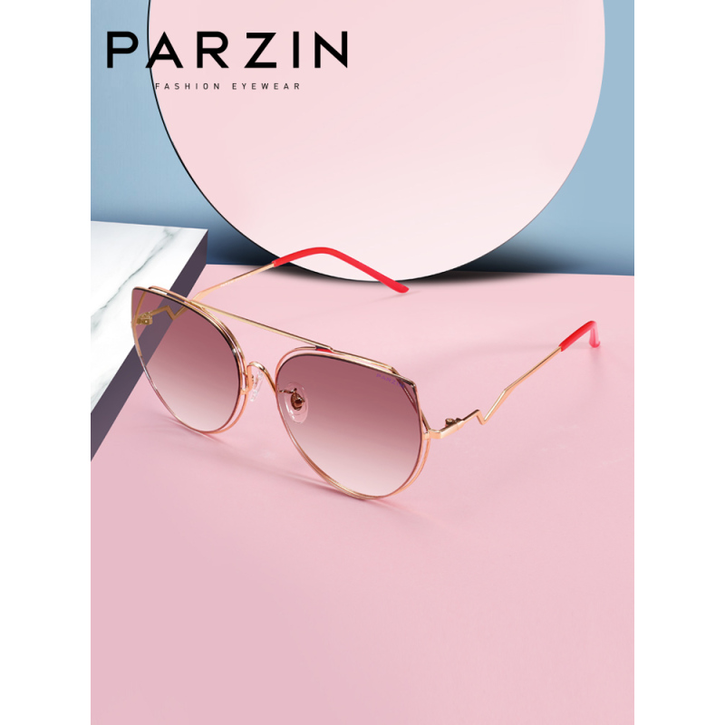 帕森(PARZIN)女士太阳镜 明星宋祖儿同款 炫彩浅色大框眼镜 尼龙镜片潮墨镜 87701