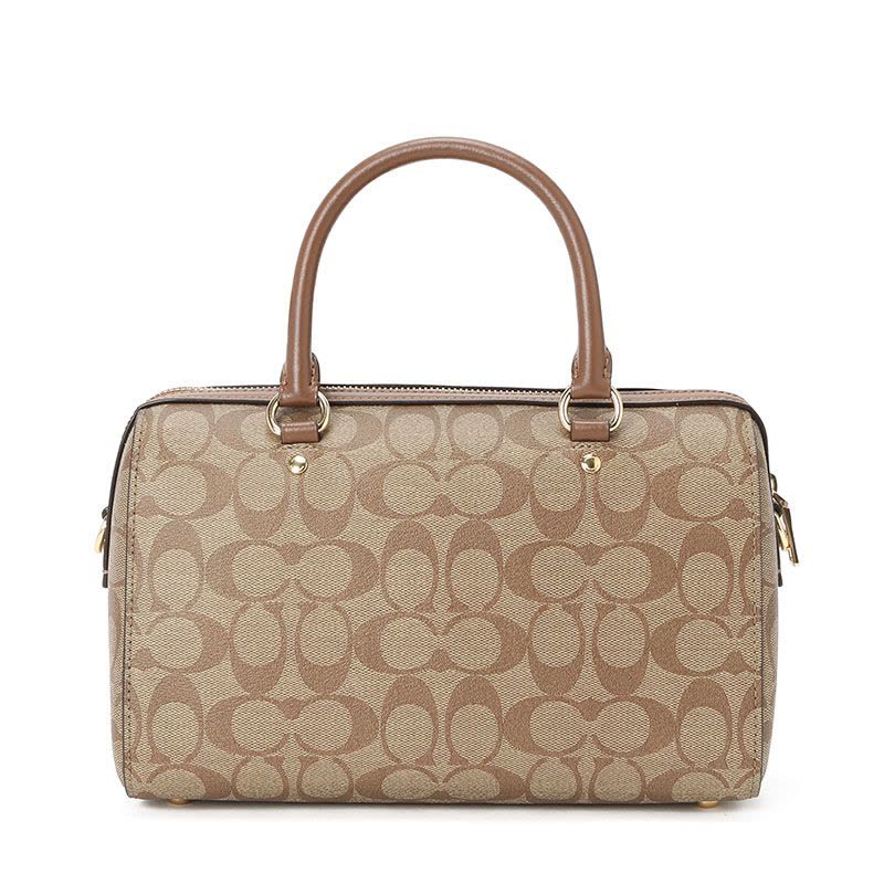 COACH 蔻驰 Rowan 波士顿包 女士斜挎包 字母马车标织物F83607金扣图片