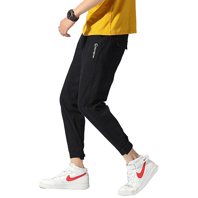 Ceba小清新休闲裤男小奶狗微哈工装裤潮流韩版大口袋裤子男魔术贴束脚图片