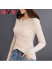 yaloo/雅鹿春装2019款女长袖打底衫V领针织衫慵懒修身套头毛衣女