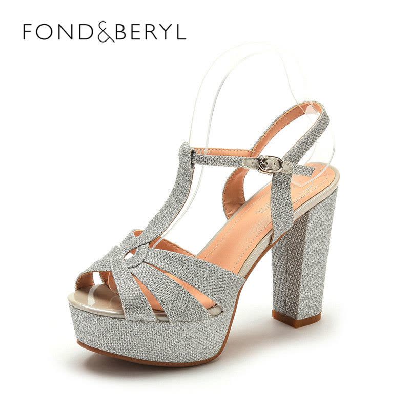 Fondberyl/菲伯丽尔 夏款格利特百搭高粗跟露趾女凉鞋FB42115915图片