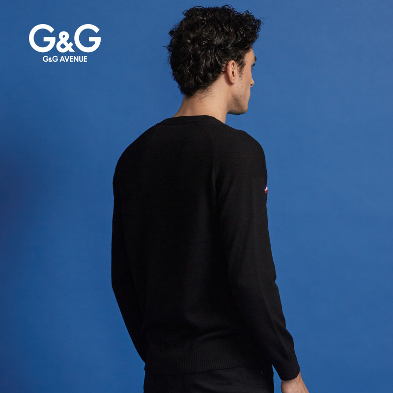 G＆G 男士2018冬季新款毛衣男纯羊毛衫圆领修身韩版潮流秋季男装