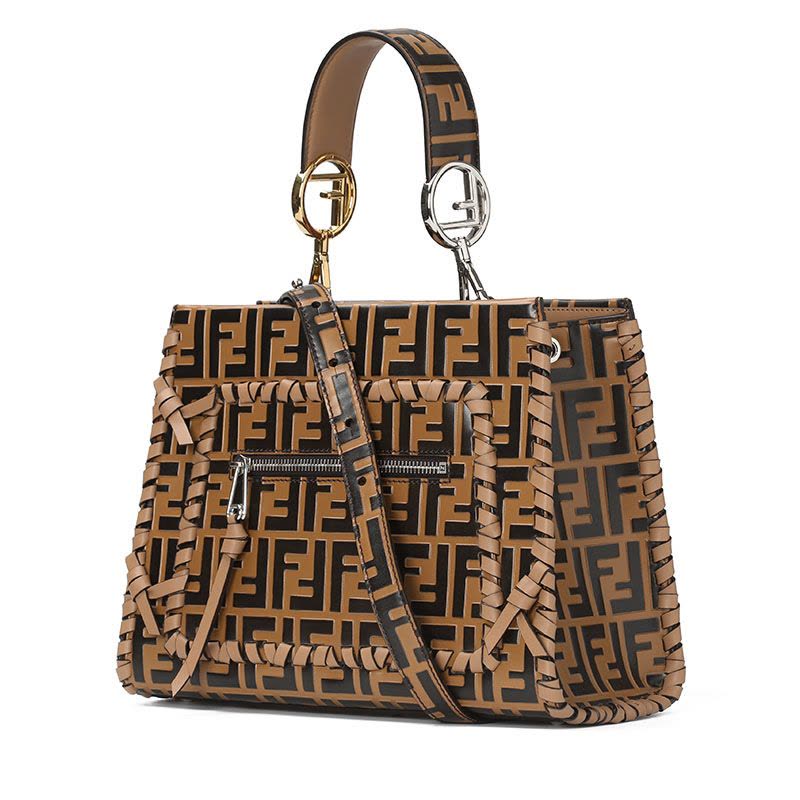 FENDI/芬迪 女包双F压花编带蝴蝶结手拎斜挎包 8BH344图片