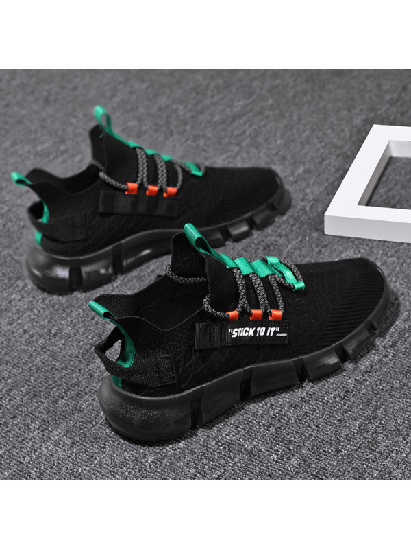 Ceba2022潮流新款网红飞织椰子鞋休闲sgs圆头低帮前系带运动男鞋 CN-MK500黑色 42