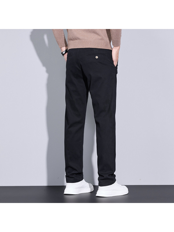 蓝色轻奢高级感休闲裤男商务休闲基础款百搭弹力商务中年长裤男士