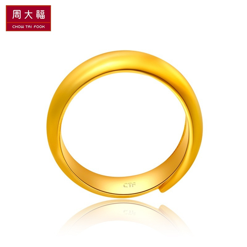 周大福婚嫁男/女款光身足金金饰品戒指计价(工费:198元)F30886