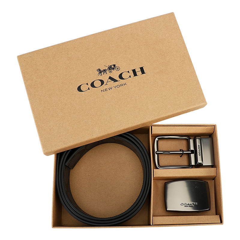 蔻驰coach皮带奢侈品腰带商务简约男士皮质针扣腰带欧美时尚皮具套装 男