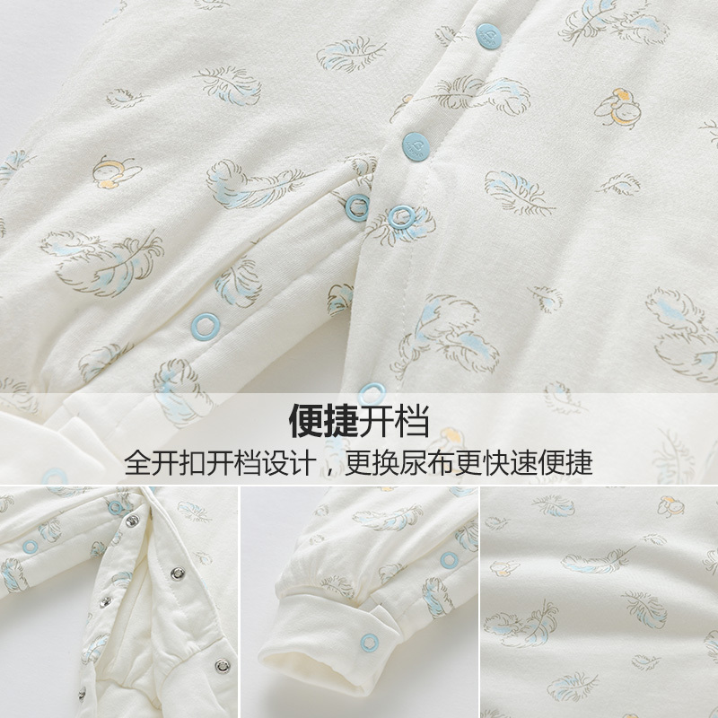哈贝比童装婴儿连体衣冬装保暖男女宝宝长袖哈衣夹棉新生儿长爬服