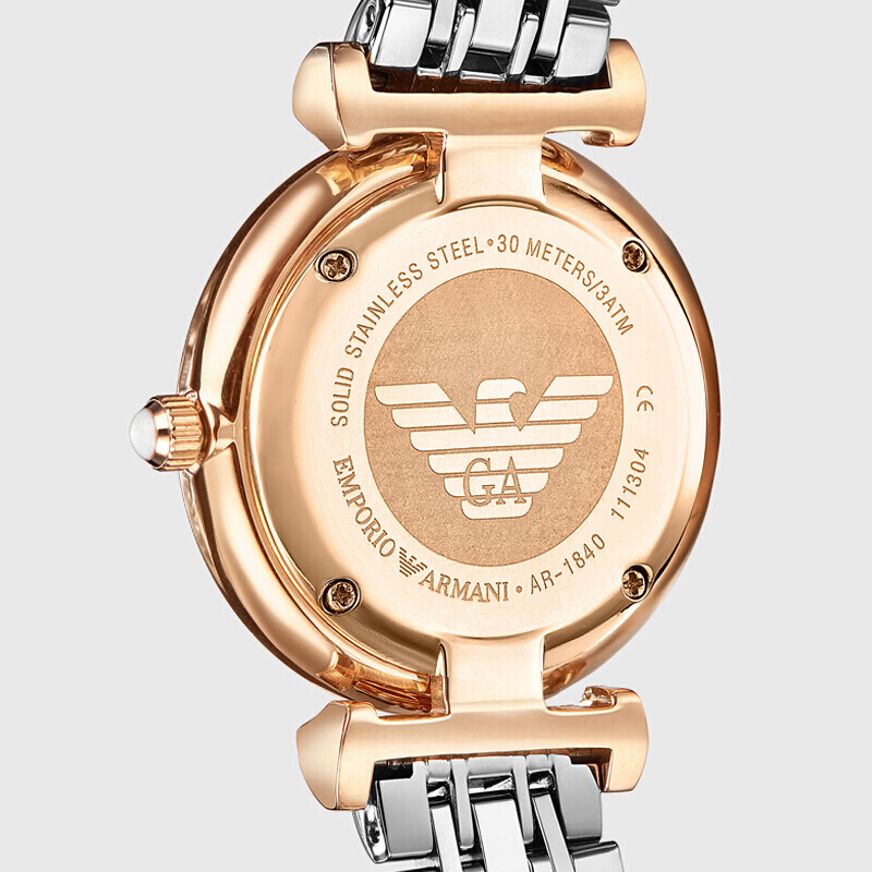 阿玛尼emporioarmani手表欧美品牌商务时来运转镶钻女士石英表ar1840