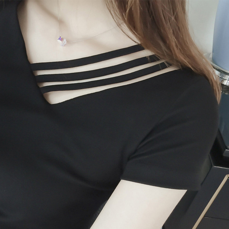 短袖T恤女夏季韩版新款女式ins学生V领上衣女装
