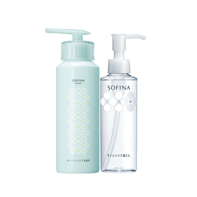 苏菲娜(Sofina)双重清洁套装 净透保湿卸妆油150ml+泡沫按摩润肤洁面乳170g 洁面卸妆保湿深层清洁