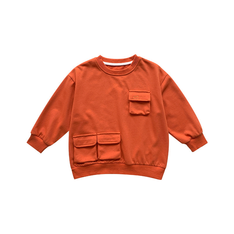 jusen shayu儿童卫衣2023童酷秋款新品洋气纯色宝宝上衣韩版口袋男童