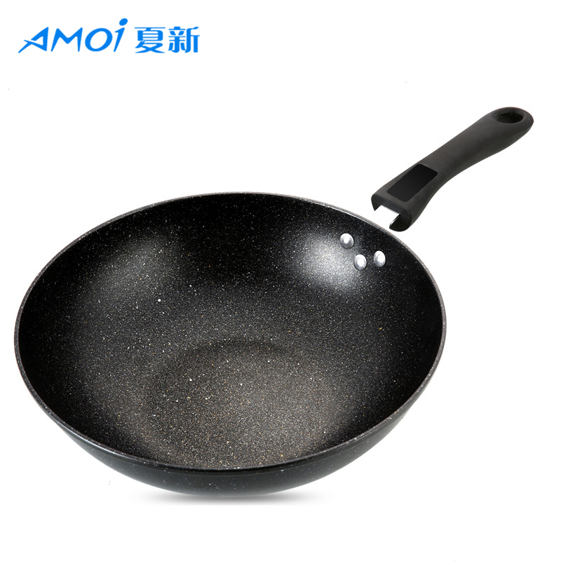 夏新精品不粘锅麦饭石三件套锅 礼品套装锅具 炒锅汤锅煎锅净重3.2KG GJ01