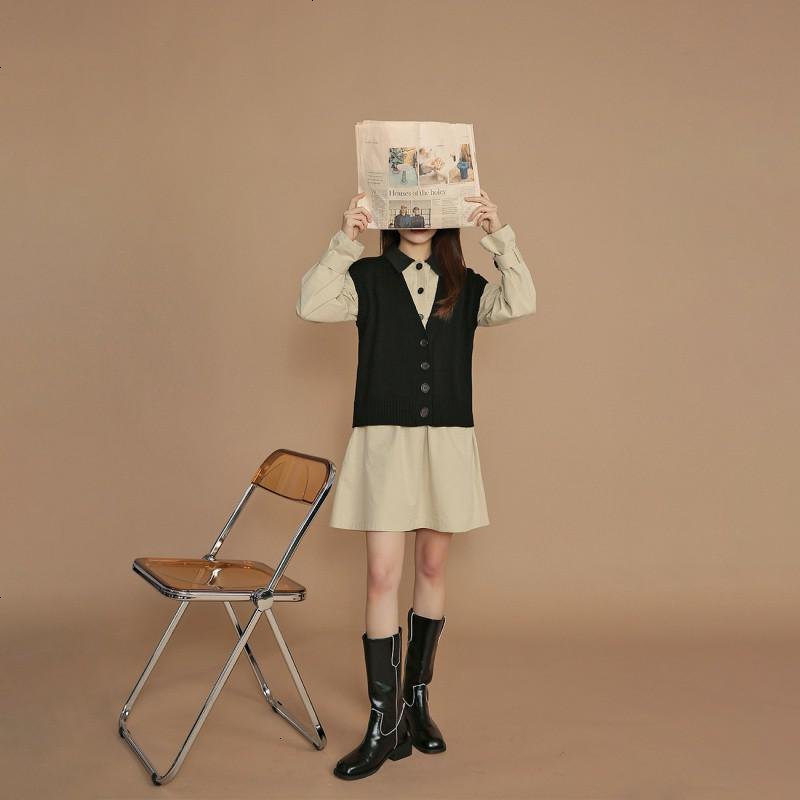 OtherMix小个子工装裙2021年新款长袖春季a字通勤短裙女连衣裙子