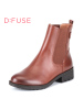D：Fuse/迪芙斯冬新款牛皮圆头中跟切尔西短靴女鞋DF54115146_GMB43