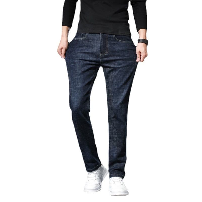 春秋男式弹力常规牛仔裤男青年韩版宽松小直筒长裤男装百搭休闲裤图片