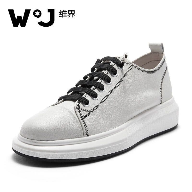 维界WATCHJADY厚底简约小白鞋潮流百搭厚底板鞋 白色 39图片