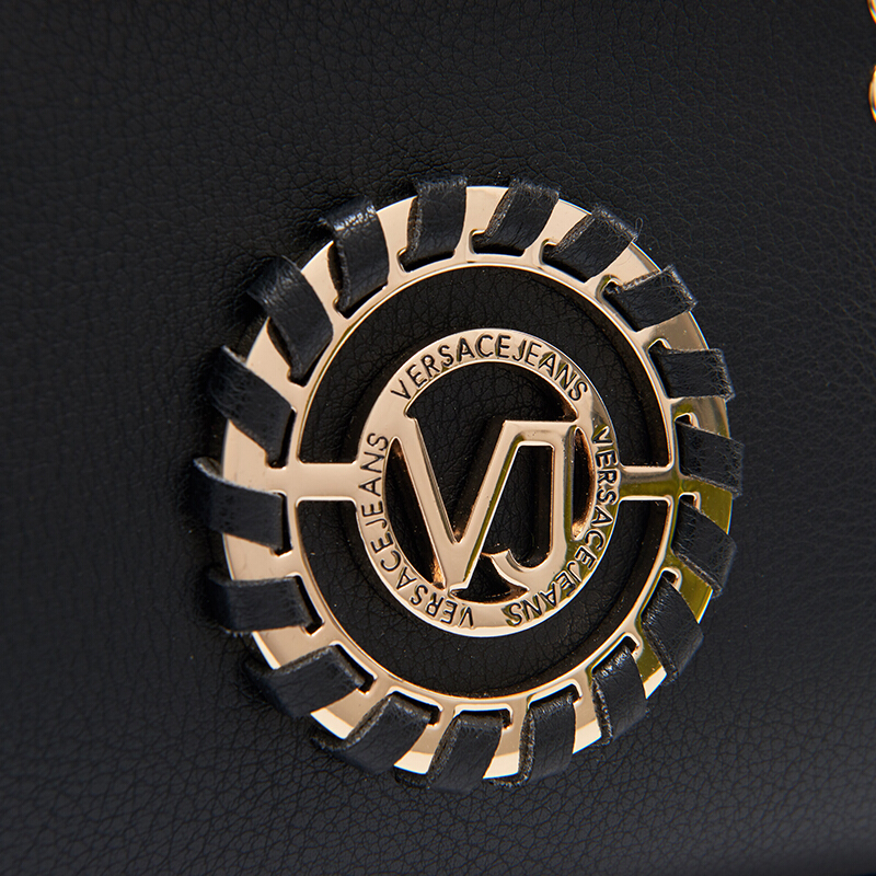 VERSACE JEANS范思哲 18新款 女士黑色聚酯纤维编织图案手提包轻奢品E1VRBBI6 70043 899