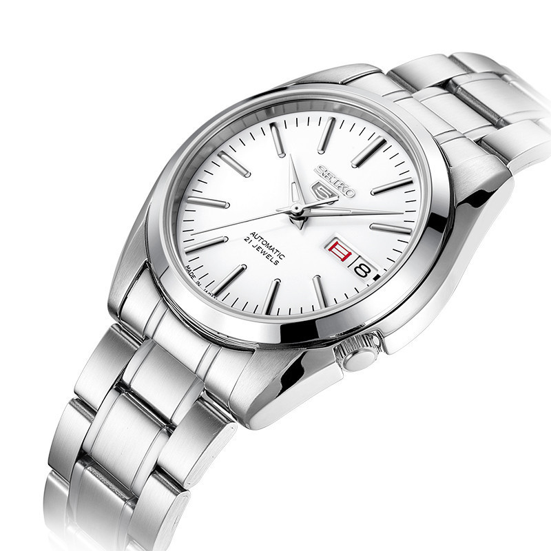 精工seiko手表5号系列智慧夜光防水商务不锈钢带自动上链机械男表snkl