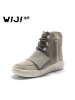 WIJI女士高帮鞋牛反绒韩版个性时尚马丁靴平跟耐磨高帮板鞋潮短靴