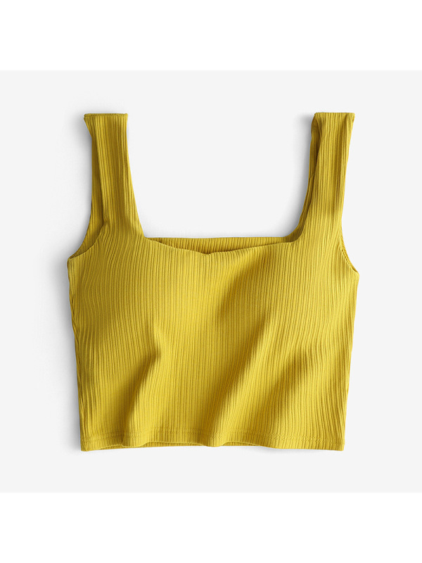 Ceba夏季美背文胸大方领纯棉无钢圈内衣女一体式罩杯网红露肚脐小背心