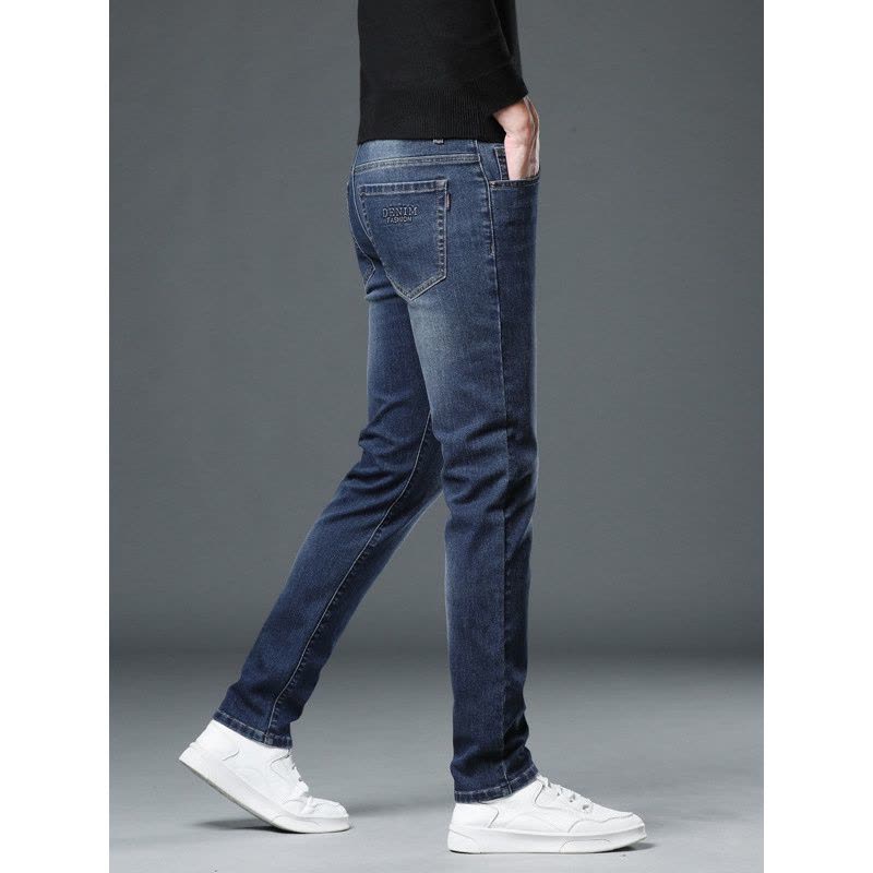 广州加厚男士牛仔裤高端轻奢修身弹力潮牌大码轻商务小直筒长裤男图片