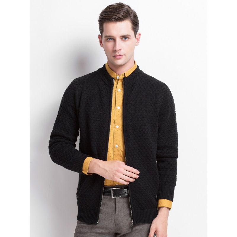 恒源祥男士羊毛衫秋冬新款加厚混纺毛衣中青年针织拉链开衫外套