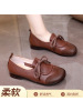 秋季新款复古手工真皮休闲鞋软底舒适女鞋圆头系带四季单鞋