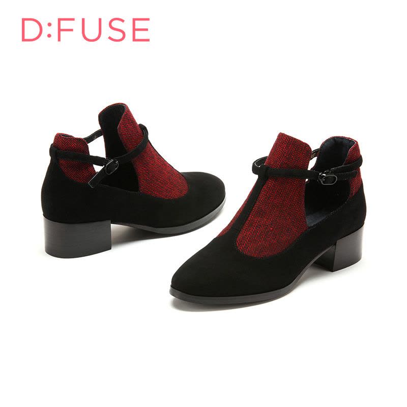 D：Fuse/迪芙斯秋新款深口方跟圆头简约时尚女单鞋DF53114031图片