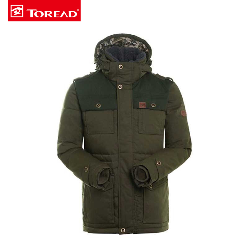 探路者（TOREAD）户外男式中长款保暖防寒羽绒服TADC91568