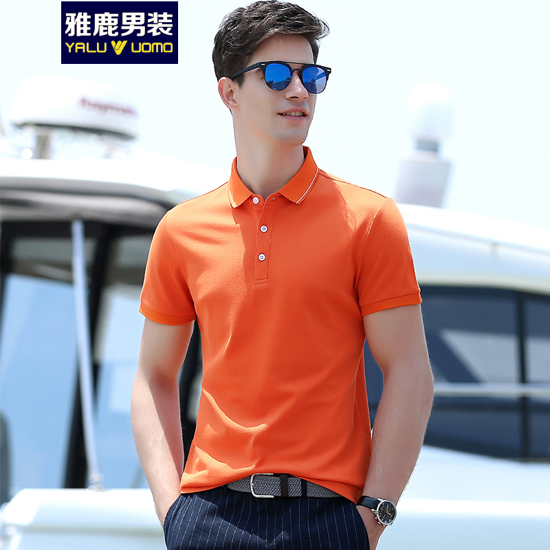 雅鹿男装商务休闲棉质男式纯色T恤衫T017