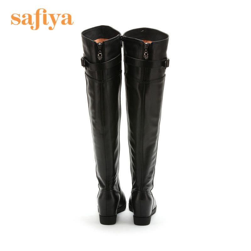 索菲娅Safiya牛皮圆头低跟拉链纯色深口女鞋SF44111902图片