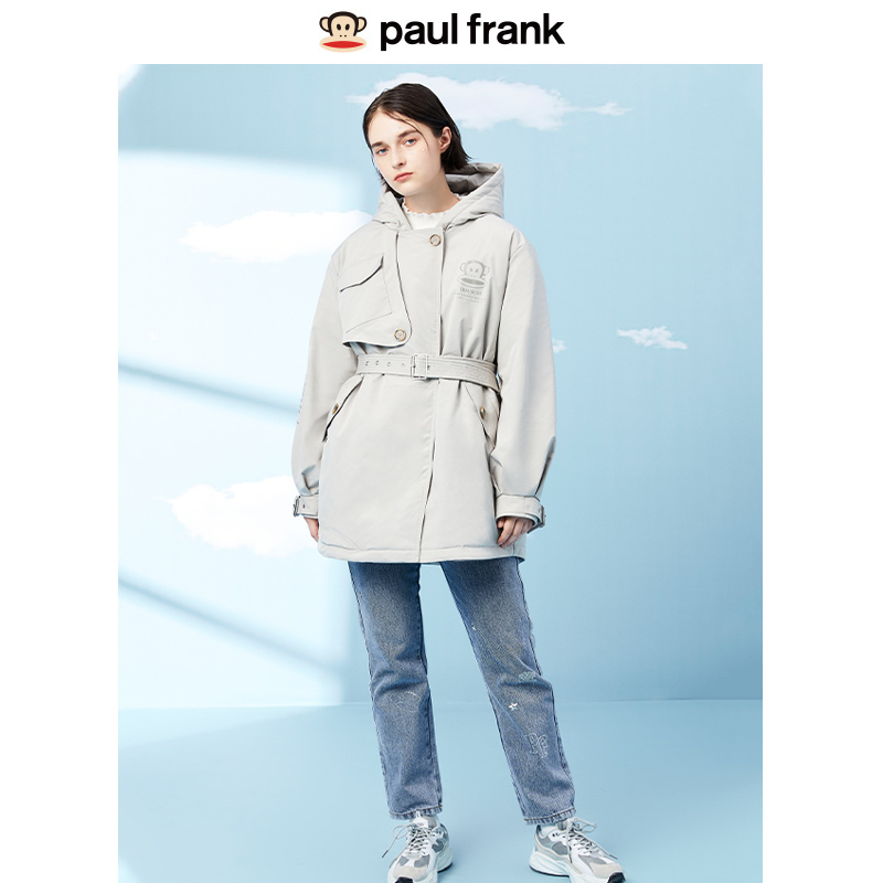 Paul Frank/大嘴猴冬季新款羽绒服女潮流连帽宽松简约外套
