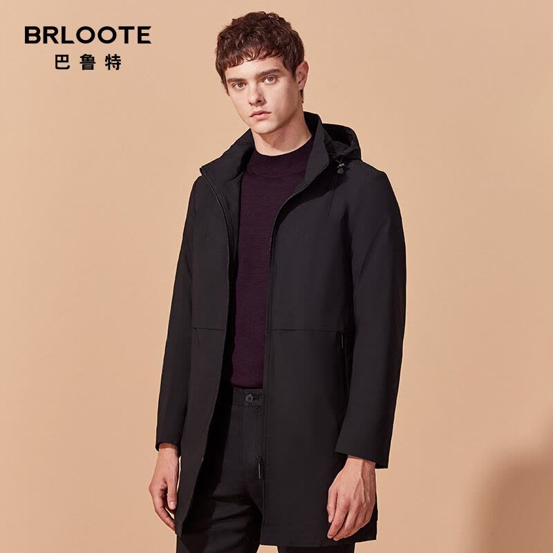 Brloote/巴鲁特棉衣男中长款立领连帽棉服2019冬季休闲外套图片