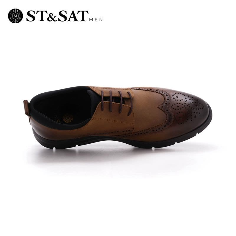 St&Sat/星期六牛皮革系带布洛克鞋英伦范男鞋SS73123410图片