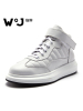 维界男鞋秋季新款韩版时尚高帮板鞋休闲厚底青年个性高帮鞋潮白色