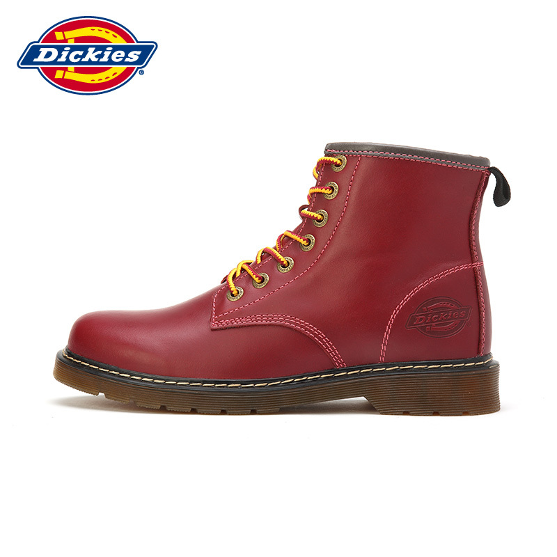 Dickies男鞋2018秋冬马丁工装靴男高帮真皮保暖绒毛圆头欧美风潮靴子男163M50LXG24